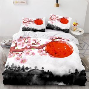 Fleurs De Cerisier Parure De Lit Housse De Couette X Cm Polyester Coton Housse De Couette X Avec Deux Taies D'oreiller X Cm Impression D - Neuf