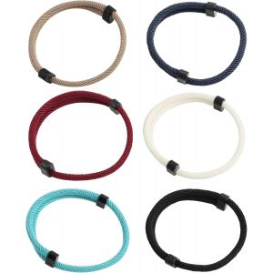 Eryi-Lot De 6 Bracelets De Surfer Pour Homme Et Femme - En Corde De Voile - Bracelet Pour Homme - En Tissu Noir - Paracorde Multicolore - Bracelet Tressé - Réglable, Mittelgroße, Matériau - Neuf