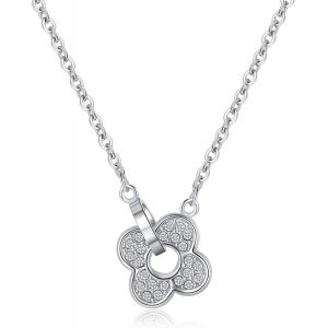 Kal-Collier En Or Argent Avec Trèfle À Quatre Feuilles Pendentif En Trèfle En Zircone Cubique Collier Pour Femme En Acier Inoxydable Plaqué Or 18 Carats Pendentif Porte-Bonheur À 4 Feuilles Bijoux - Neuf