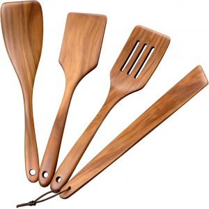 Ensemble De Spatules En Bois, Spatules &Agrave; Poisson Ajour&eacute;es De 33 Cm Pour Ustensiles De Cuisine Antiadh&eacute;sifs, Spatules Pour Wok Pour Retourner, Racler Et Retourner Les Aliments (Bois Indig&egrave;ne, 2 Pi&egrave;ces) - Neuf
