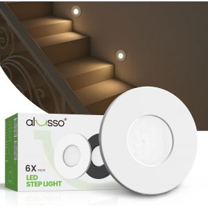 Ulteronixshop-Clairage D'escalier Led Dimmable 230v Pour Bo&icirc;tes D'encastrement/Bo&icirc;tes D'appareillage, 3cct 3000k/4000k/6500k, 3wt 0.5w/1.5w/2.5w, Ip44, Rond Blanc, Lot De 6 - Neuf