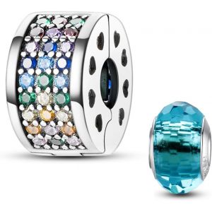 Eryi-925 En Argent Sterling Stopper Spacer Bead Charme Pour Femme Clip Charms Perles Compatible Avec Le Bracelet Pandora (With One Space Bead) - Neuf