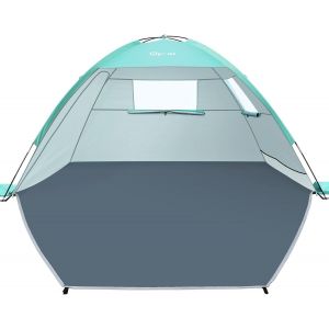 Checarzhn--No1-Tente De Plage Accessoire Avec 2 Portes Zippées, Protection Uv Upf50+, Protection Contre Le Vent, Petite Taille Une Fois Repliée, Pour 2 À 3 Personnes - Neuf