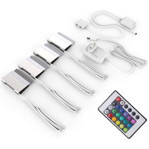 Chenquansarl-Éclairage Vitrine Led, Éclairage Led Amoire Placard, Lot De 4 Pinces Led, Avec Télécommande, 4 Programmes, 16 Couleurs Au Choix - Neuf