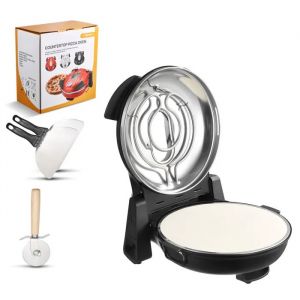 Four &agrave; Pizza Electrique 305 mm-Duoku-Appareil de Cuisson 1200 W-Equip&eacute; d'Une Pierre en Cordi&eacute;rite-5 R&eacute;glages de Temp&eacute;rature-Noire - Neuf