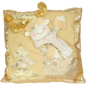 No&euml;l Housse De Coussin 44x44 D'or De No&euml;l D&eacute;coratif En Coton Et Lin Taie D'oreiller De No&euml;l Taies D'oreillers, Housses(De No&euml;l Elk) - Neuf