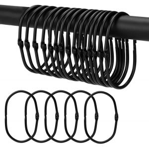KALANKA-20 Pi&egrave;ces Anneaux Rideau de Douche, Crochets Rideaux en M&eacute;tal, Anneau Rideau Ovales, Extra Larges 67mm (2.64"") pour Tringles &agrave; Rideaux, Rideaux DIY, Id&eacute;al pour Salle de Bain et Salon (Noir) - Neuf
