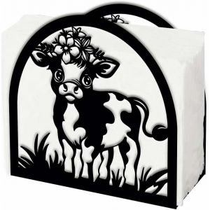 Eryi-Porte Serviette De Table De Vache Pour Tables En Fer Mignon Animal Fleurs Distributeur De Porte Serviette Papier Pour Cuisine Table À Manger Distributeur Serviette Papier Table - Neuf