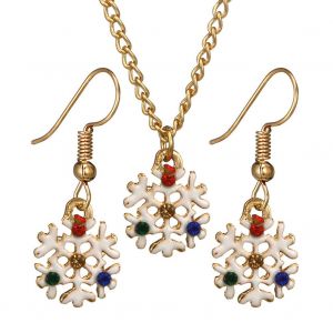 Ensemble De Bijoux Tendance En Alliage Pour Femme, Collier, Boucles D'oreilles, Accessoire De Noel (Flocon De Neige) - Neuf