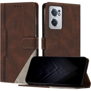 Kal-Étui Pour Oneplus Nord Ce 2 5g, Housse En Cuir Pu Avec [Protection Antichoc Tpu] [Fonction Support] [Porte-Cartes ] Antichoc Magnétique Coque Pour Oneplus Nord Ce 2 5g - Marron - Neuf