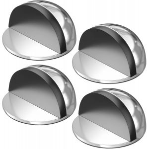 Ensemble de 4 Butées de Porte, Porte en Acier Inoxydable Arrêts et des Bouchons avec pare-chocs en Caoutchouc, la Porte s'Arrête pour Protéger les Portes, les Murs et les Meubles (Argent) - Neuf