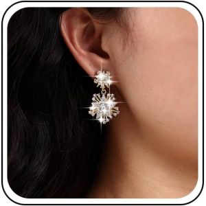 Kal-Boucles D'oreilles Pendantes Étoiles En Cristal Boucles D'oreilles Gouttes D'or Boucles D'oreilles Étoiles Strass Boucles D'oreilles Pendantes Étoiles Exagérées Bijoux Pour Femmes Et Filles - Neuf