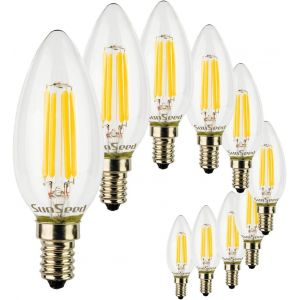 Kaleidoscope-10x Ampoule Filament Led Bougie E14 6w Équivalent 60w Blanc Chaud 2700k[Q1460] - Neuf
