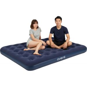 Ulteronixshop-Matelas Gonflable Lit Camping 2 Personnes 203x152x22cm Lit d'appoint Surface de Couchage Moelleuse et floqu&eacute;e Matelas de Voyage pour Camping et Maison - Neuf