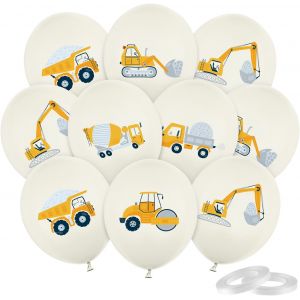 MEVRONISSHOP-Lot de 30 Ballon Chantier Anniversaire, Ballons de Pelleteuse, Ballon Engin Chantier Construction, Deco Excavatrice Tracteur, Camion Voiture Latex Ballons pour D&eacute;coration Anniversaire En - Neuf