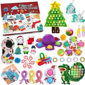 HJLIAN Lot de 35 jouets sensoriels anti-stress pour calendrier de l'Avent de Noel, compte a rebours, bulles, coffret cadeau pour fetes de fin d'annee - Neuf