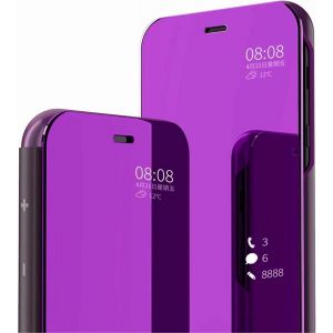 Sansh-Mlotech Coque Pour Samsung Galaxy A14 5g Housse Étui+ Verre Trempé Flip Clear View Translucide Miroir Cover Standing 360° Antichoc Smart Cover Bumper Violet - Neuf
