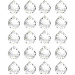 MEVRONISSHOP-Lot de 20 Boules de Prisme en Cristal,Attrape Soleil Cristal Suspendu Lustre Cristal Boule en Verre D&eacute;coratifs D'ext&eacute;rieur,Pendentif Cristaux Suspendre pour Fen&ecirc;tre,No&euml;l,D&eacute;coration de Ma - Neuf