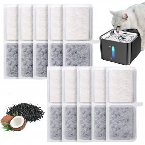 Kalanka-10pcs Filtre Fontaine Eau Chat, Filtre Efficace Pour Chats Avec Charbon Actif Et R&eacute;sine, Filtre Fontaine A Eau Chat, Accessoires Pratiques Pour Chats, Remplacement Des Filtres Pour Fontaine E - Neuf