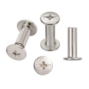 30 Sets Chicago Reliure Vis,reliure à vis de reliure nickelée 5 mm x 15 mm,ton argent - Neuf
