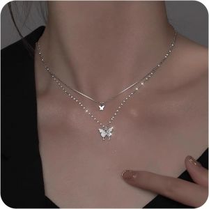 Kal-Collier Ras Du Cou Papillon Collier Pendentif Papillon Mini Papillon Ras Du Cou Chaîne Papillon Cz Étincelante Collier Chaîne Bijoux Pour Femmes Filles Cadeaux - Neuf