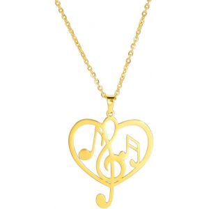 Kal-Inspiration Amour Note De Musique Pendentif Collier Score De Musique Nombre Éléments Choker Coeur Amateurs De Musique Gymnastique Danse Musicien Professeur Camarades De Classe Bijoux Cadeau - Neuf