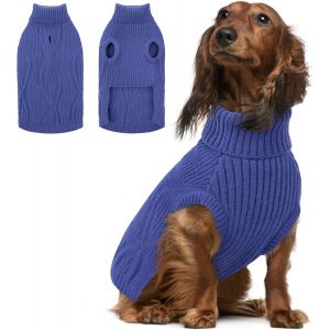 Jgd-Pull Chien Moyen, Design Classique Pull Noel Chien, Vetement Chien Pour Teckel, Bichon Fris&eacute;, Jack Russell, L&eacute;vrier (Bleu, M) - Neuf