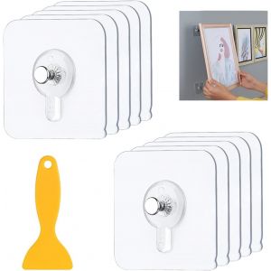 MEVRONISSHOP-Lot de 10 Adhesif Accroche Tableau Sans Percer, Transparent Attache Cadre Adh&eacute;sif pour Accroche Cadres Photo, Miroir, Art Mural, Lumi&egrave;res D&eacute;coratives, Sans Trou - Neuf