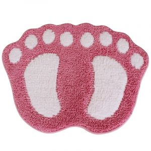 Tapis de bain antidérapant, tapis de douche, tapis à poils longs, tapis de sol absorbant, paillasson (58 x 88 cm, rose) - Neuf