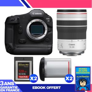 Boitier Canon EOS R1 + RF 70-200mm f/4 L IS USM + 2 SanDisk 128GB Extreme PRO CFexpress Type B + 2 Canon LP-E19 + Ebook 'Devenez Un Super Photographe - Neuf