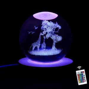 Cadeau Girafe Pour Femme, 3,15 Pouces 3,15 Pouces, Lampe Boule De Cristal Avec Télécommande, Décoration Girafe Pour Chambre À Coucher, Anniversaire Et Noël Pour Enfants, Filles Et Garçons - Neuf