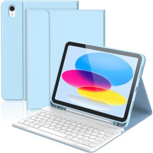 Coque Clavier pour iPad A16 11/10 &Egrave;me Generation (11 Pouces 2025/10.9 Pouces 2022) &Eacute;tui Keyboard Bluetooth pour iPad 10eme/11eme avec 7 Couleurs R&eacute;tro&eacute;clair&eacute;es,Porte Crayon,AZERTY Fran&ccedil;ais,Rosa - Neuf