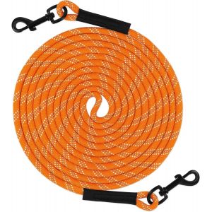 Jgd-Taglory Longe Pour Chien 15m, Long Laisse Corde Avec 2 Mousquetons Pour Chiens De Petites &Agrave; Grandes Taille, Orange - Neuf
