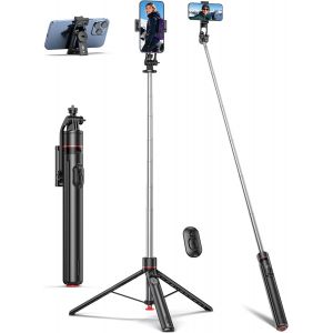 LORANKA-Trepied Smartphone Automatique, 178cm Perche Selfie Extensible Phone avec T&eacute;l&eacute;commande Magn&eacute;tique et vis 1/4"" Tr&eacute;pied de Voyage L&eacute;ger pour T&eacute;l&eacute;phone Portable Compatible avec iPhone/Android/Sa - Neuf