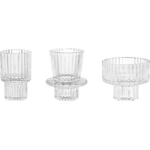 Kalanka-Lot De Bougeoirs En Verre Pour Bougies Piliers Avec Motif À Rayures Fines Réversibles Pour Bougies Chauffe-Plat, Idéal Pour Dîner, Fête De Mariage, Centre De Table, Décoration D'intérieur - Neuf