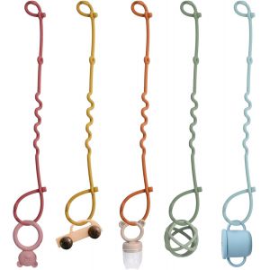 5 Pcs Attaches Tétine En Silicone,Attache Sucette Réglable Pour Bébé,Sangle De Sécurité Jouet Pour Poussette,Accroche Tetine Pour Chaise Haute,Berceau Et Paniers Suspendus - Neuf