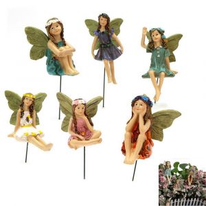 Lot de 6 figurines de f&eacute;es miniatures pour la d&eacute;coration de jardin et de plantes en pot - Neuf
