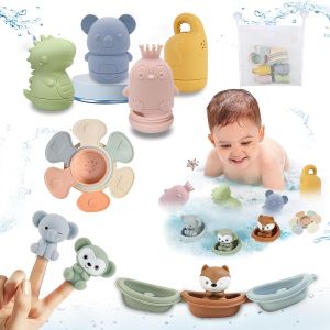Ulteronixshop-Jouet Bain B&eacute;b&eacute;, Lot De 16 Jouets De Bain Aspergeurs En Silicone, Jeux De Bain Bebe Animaux, Jouets Pour Plage Ou Plein Air, Jouets Empilables Enfant Jeux Educatif 1 2 3 Ans, Id&eacute;al Cade - Neuf