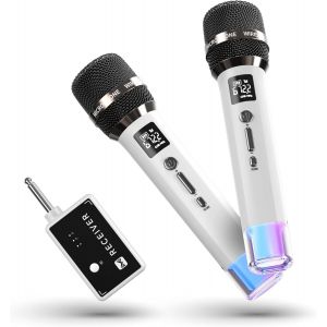 ChenQuanSarl-Micros Sans Fil, Micro Avec Connexion À Puce Individuelle Et Lumières Led, Autonomie De 40 H, Portée De Réception De 60 M, Contrôle Du Volume, Micro De Karaoke Pour Chant, Youtube/Tiktok - Neuf