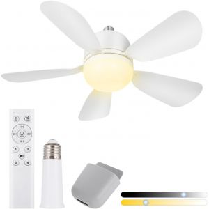 50cm Ventilateur &Agrave; Douille Avec E27 Base, Ventilateur De Plafond Avec Lumi&egrave;res Et T&eacute;l&eacute;commande, Ventilateur &Agrave; Douille &Agrave; Lumi&egrave;re Led Pour Salle De Bain, Cuisine, Chambre Et Garage (48cm, Pack, 1) - Neuf