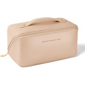 Grande Trousse De Toilette Rose Avec Poignée, Trousse De Toilette De Voyage Étanche, Trousse De Toilette Portable Pour Femmes, Trousse De Toilette En Cuir Pu, Grande Trousse De Toilette-Générique - Neuf