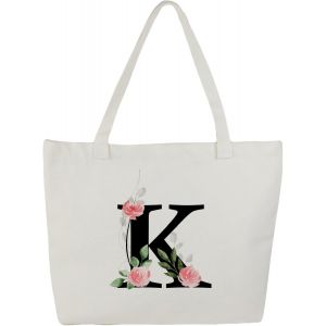 Sjzg-Tote Bag Personnalisé, 100% Toile De Coton, Sac Tissus Avec Prénom, Imprimé De A À Z, Doublé, Cadeau Personnalisé Maitresse - Neuf