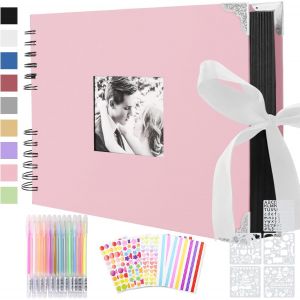 Album Photo &agrave; Personnaliser Soi-M&ecirc;me 80 Pages Scrapbooking Vintage Album Souvenir pour B&eacute;b&eacute; Famille Anniversaire Saint Valentin Mariage No&euml;l Cadeau,Rose - Neuf