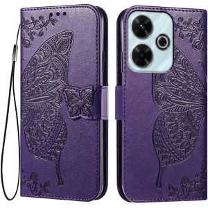 Kal-Coque Pour Redmi 13 (4g) / Poco M6 (4g) / Redmi 13 5g / Poco M6 Plus 5g (6.79"" Inches) Etui Flip Magnétique Avec 3 Fentes Pour Cartes 1 Portefeuille, Housse - Violet Foncé - Neuf