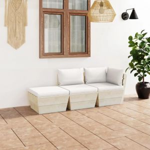 Prolenta Premium - Salon De Jardin Palette 3 Pcs Avec Coussins Bois D'épicéa - Neuf