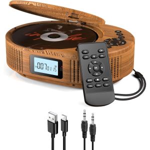 Lecteur Cd Boombox Am&eacute;lior&eacute; Et Haut-Parleur Bluetooth 2En1, Lecteur Cd Portable Rechargeable Pour Voiture/Maison Avec T&eacute;l&eacute;commande, Radio Fm, Prise En Charge Aux/Usb, Prise Casque - Neuf