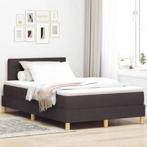 vidaXL Lit boxspring avec matelas Marron fonc&eacute; 120 x 190 cm tissu - Neuf