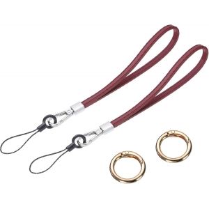KAL-Lot De 2 Sangles De Poignet En Cuir Lisse Pour Empêcher Les Chutes -Pour Embrayage, Téléphone Portable, Porte-Clés, Portefeuille, Sac À Main (Bordeaux) - Neuf