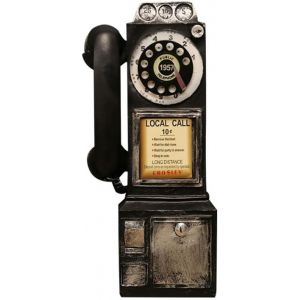 Téléphone Ancien Cadran Rotatif Téléphone Fixe Modèle Vintage Classique Accessoires De Téléphone Rétro Fixé Au Mur Ornements Artisanaux Café-Bar Décoration De La Maison(Color:Noir).[U175] - Neuf