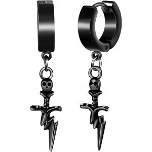 Trahoo-Boucles D'oreilles Créoles Inoxydable Pour Homme: Pendantes D'oreilles De Croix Créatif Femme- Vintage Anneau D'oreille Crâne Halloween - Bijoux Fantaisie Décoration Adolescent - Neuf
